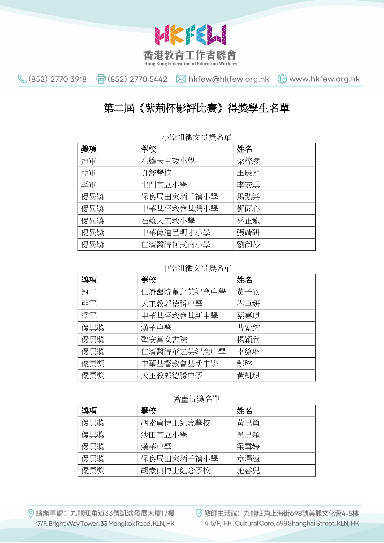 第二屆紫荊杯影評比賽得獎學生名單1 page 0001